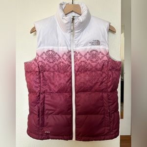The North Face white + Pink Ombré Puffer Vest - Medium